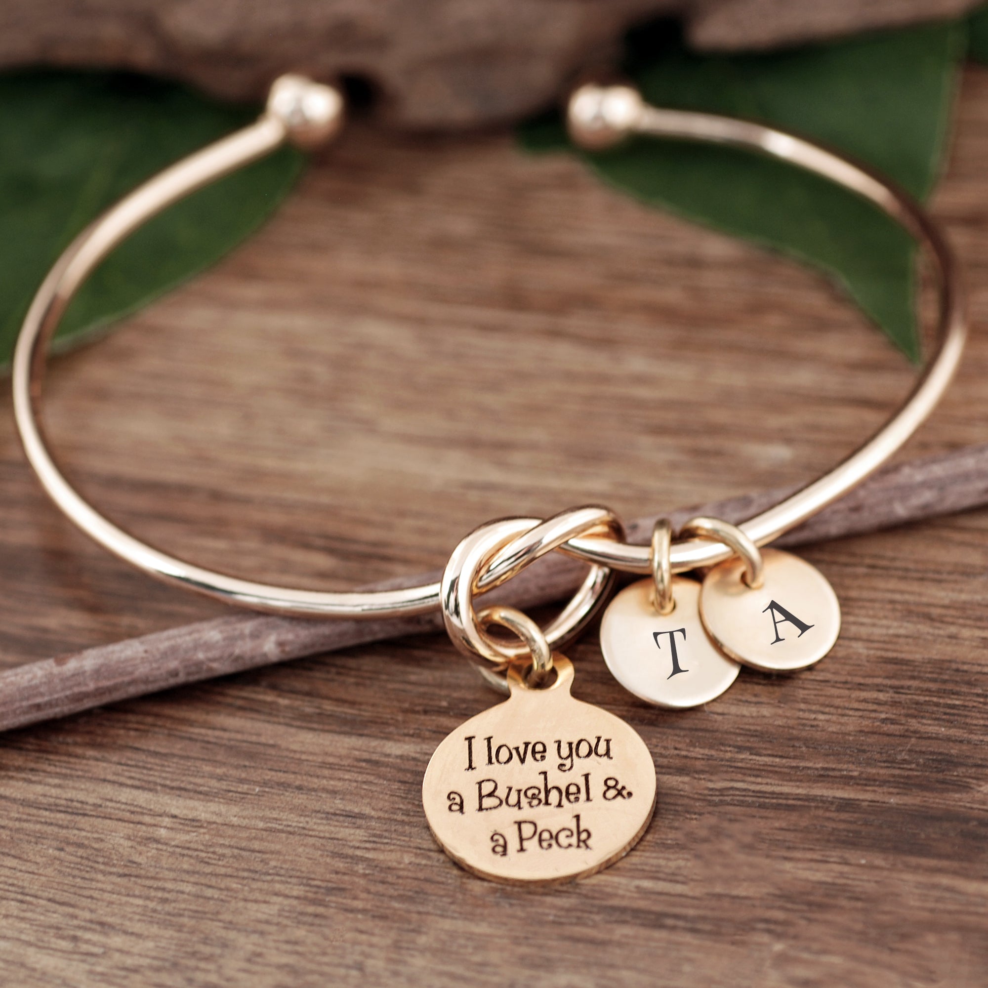 I Love you a Bushel a Peck Initial Knot Bracelet