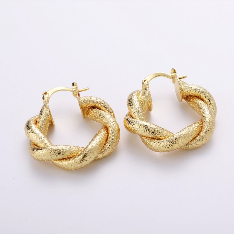 Chunky Frosted Twisted Hoop Earrings