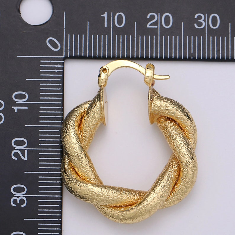Chunky Frosted Twisted Hoop Earrings