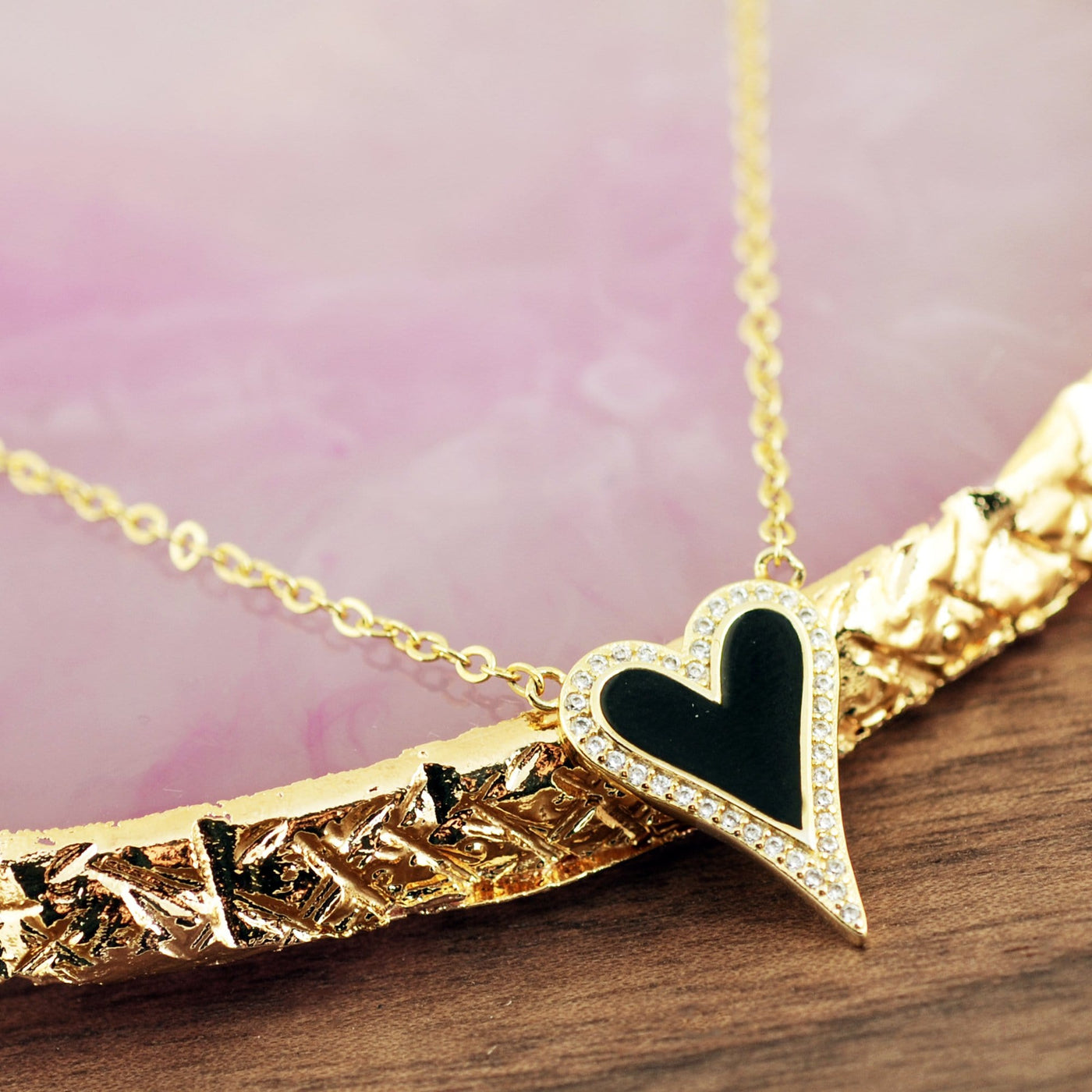 Crystal Enamel Heart Pendant Necklace