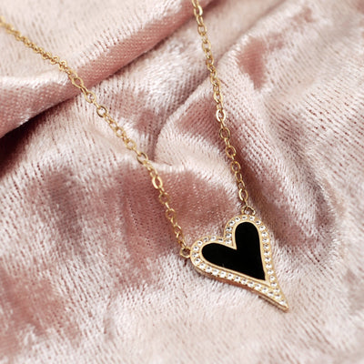 Crystal Enamel Heart Pendant Necklace