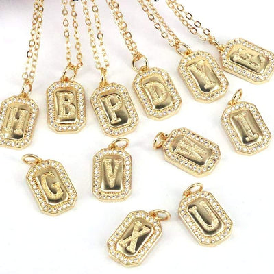 Crystal Gold Initial Necklace