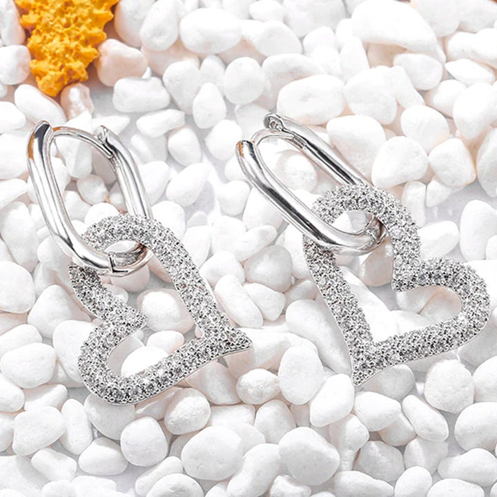 Cubic Zirconia Open Heart Earrings