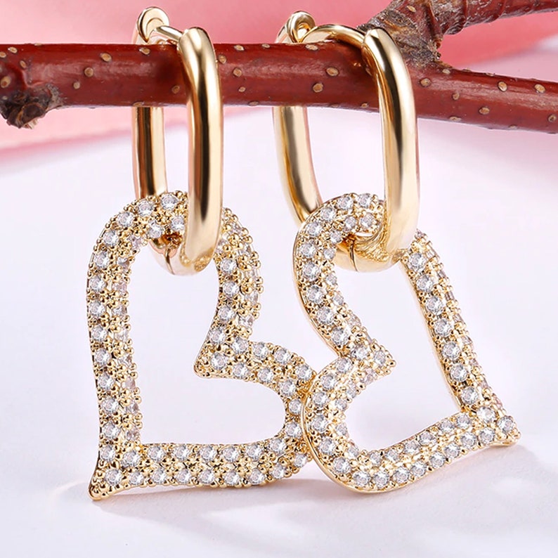 Cubic Zirconia Open Heart Earrings
