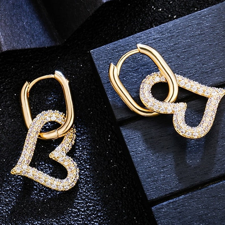 Cubic Zirconia Open Heart Earrings