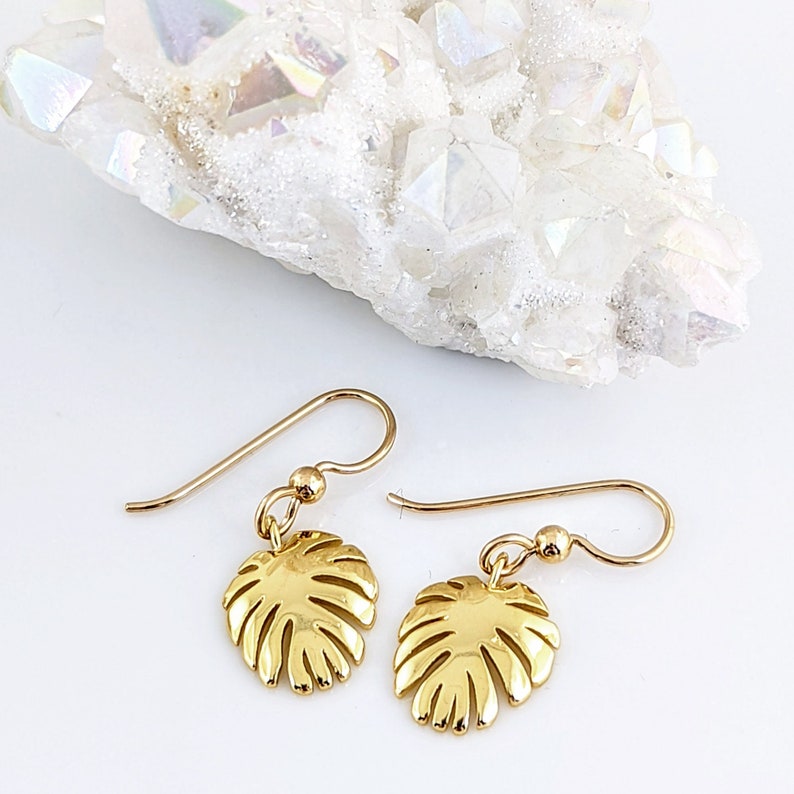 Dainty Gold Leaf Earrings