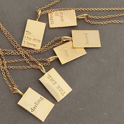 Gold Inspirational Rectangle Necklace