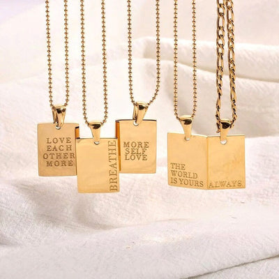 Gold Inspirational Tag Necklace - Godfullness