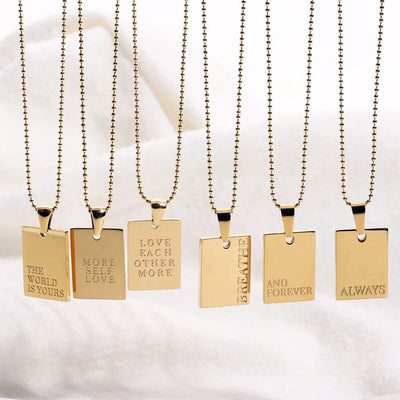Gold Inspirational Tag Necklace - Godfullness