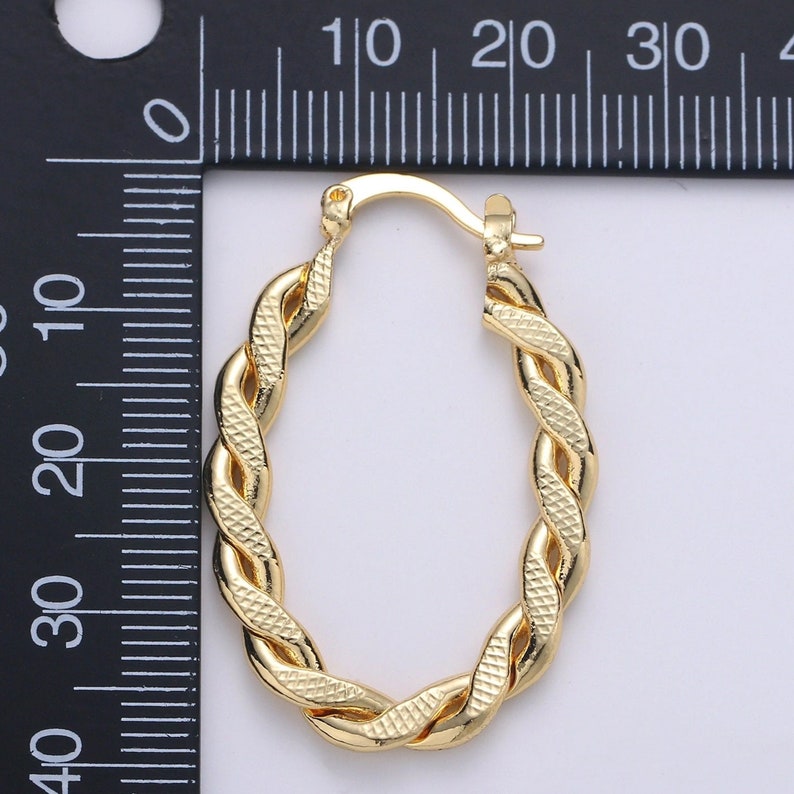 Gold Oval Twisted Hoop Earrings - 14kt Gold Filled
