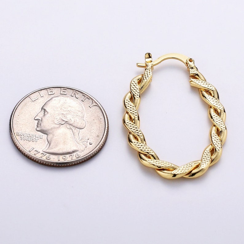Gold Oval Twisted Hoop Earrings - 14kt Gold Filled