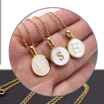 Gold Shell Initial Necklace
