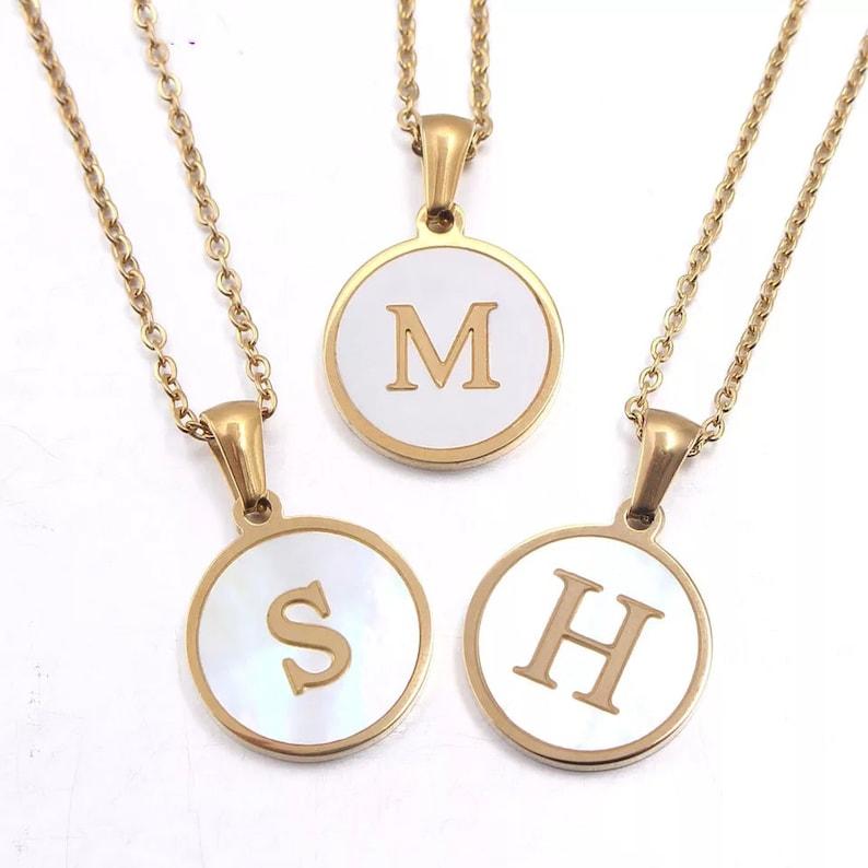 Gold Shell Initial Necklace