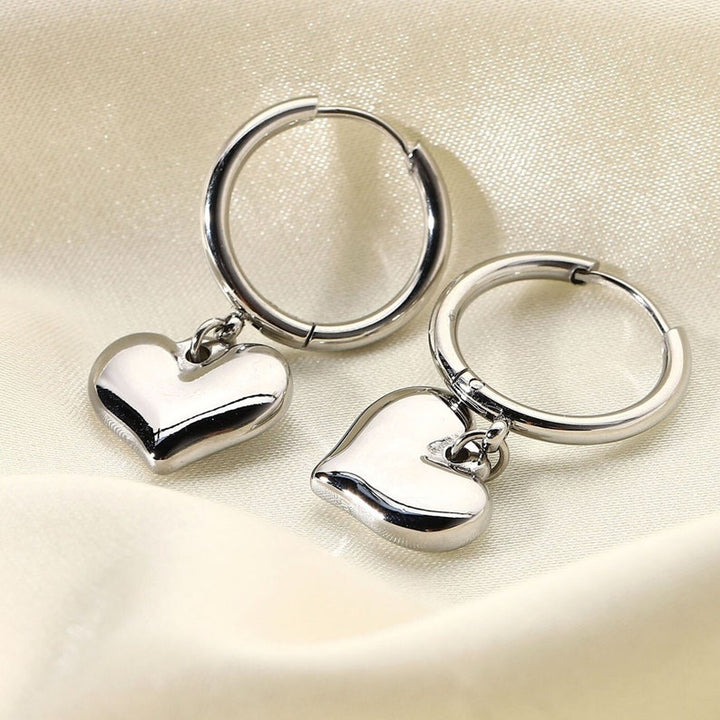 Huggie Hoop Earrings with Heart