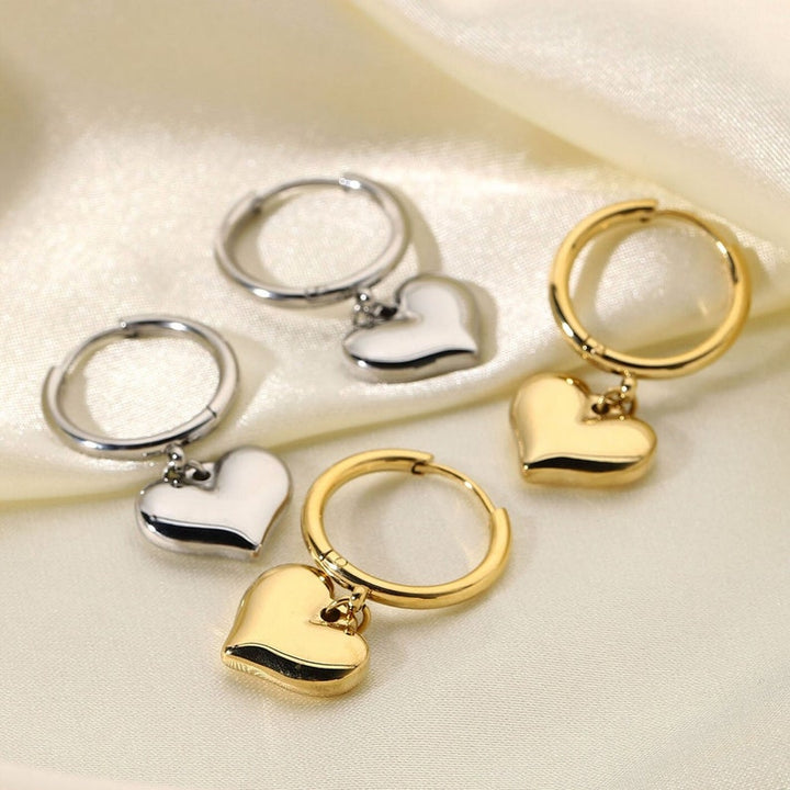 Huggie Hoop Earrings with Heart