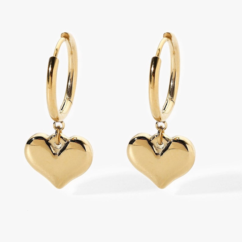 Huggie Hoop Earrings with Heart