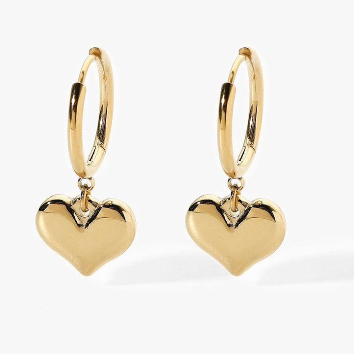 Huggie Hoop Earrings with Heart