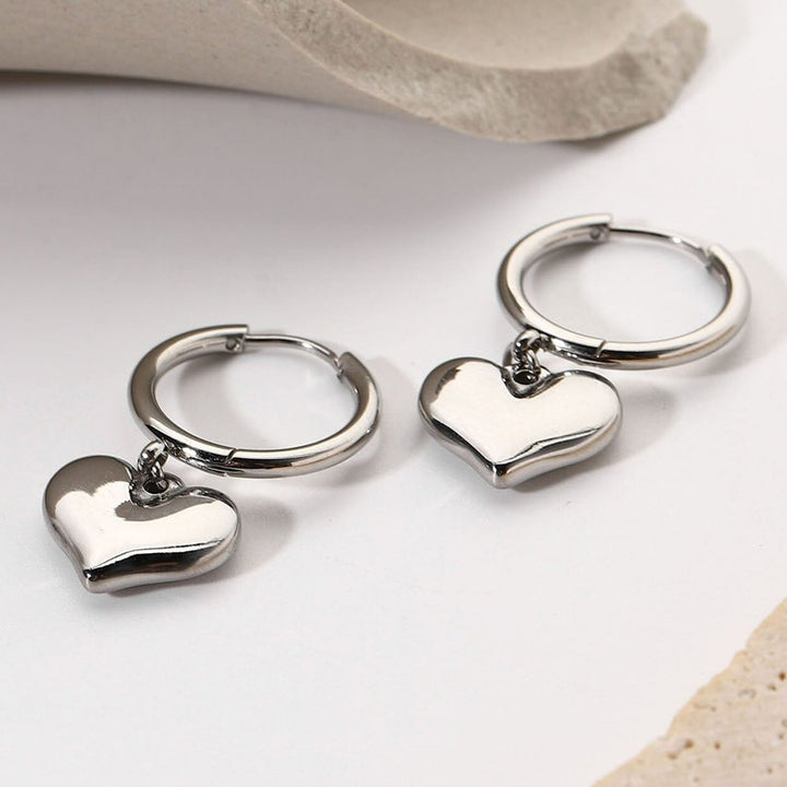Huggie Hoop Earrings with Heart