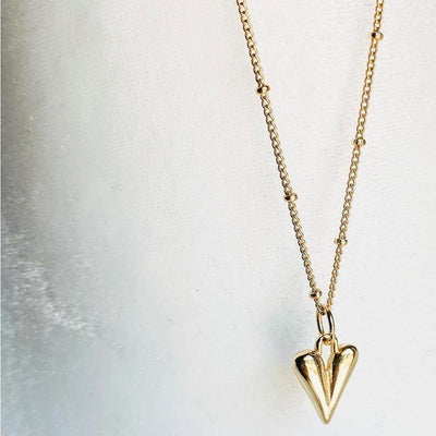 Layered Necklace Set with Heart and Paperclip Chain