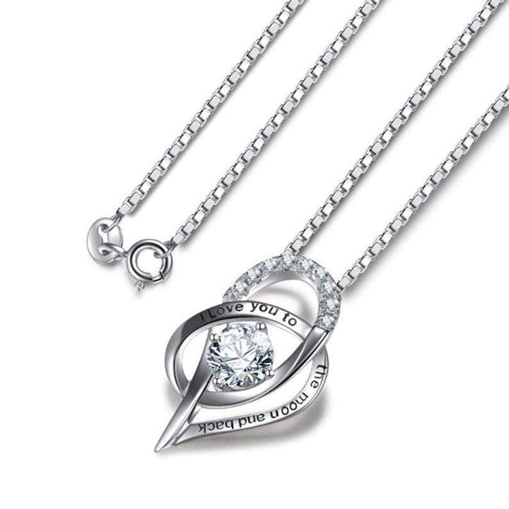 Love you to the Moon and Back Heart Necklace