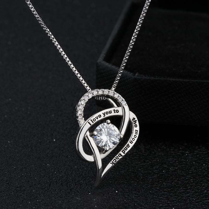 Love you to the Moon and Back Heart Necklace