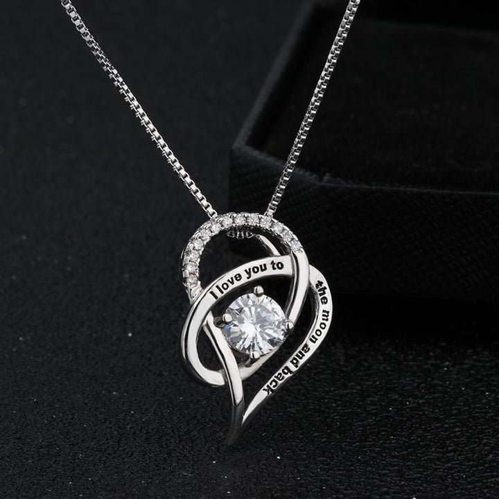 Love you to the Moon and Back Heart Necklace