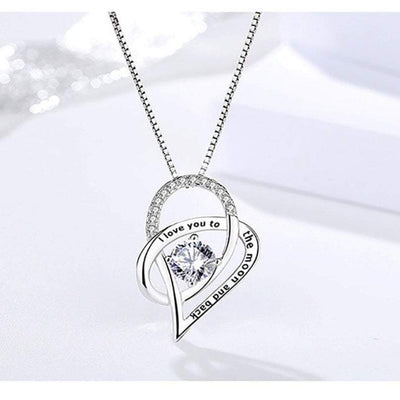 Love you to the Moon and Back Heart Necklace