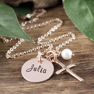 Personalized Cross Necklace for Communion