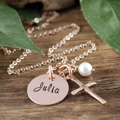 Personalized Cross Necklace for Communion