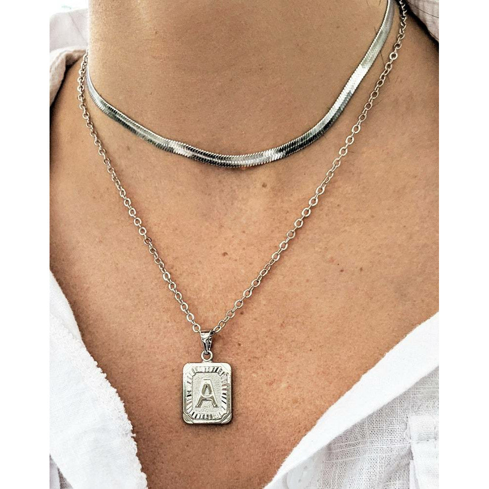 Silver Burst Initial Necklace