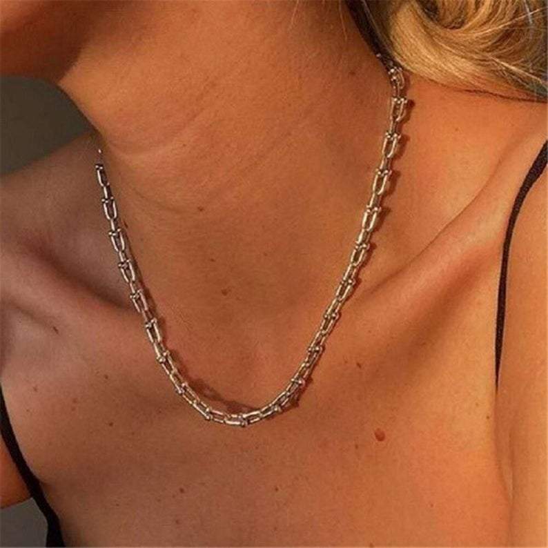 Stainless Steel Chunky U Chain Necklace