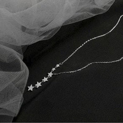Sterling Silver Cascading Star Charm Necklace