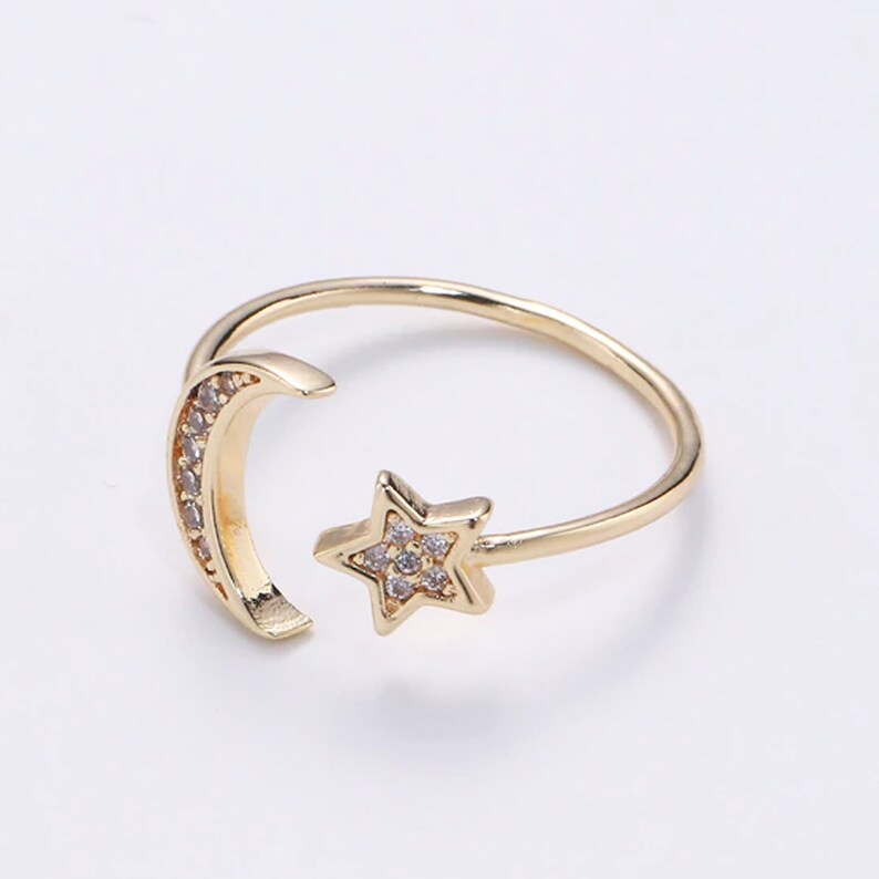 Sterling Silver Crescent Moon and Star Ring - Godfullness