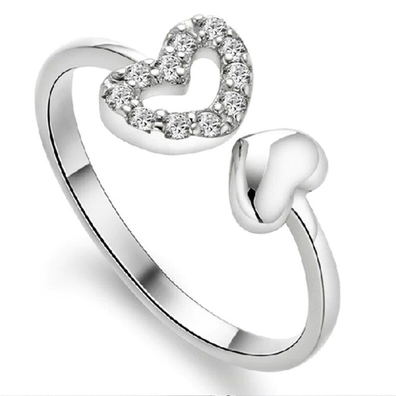 Sterling Silver Double Heart Ring - Godfullness