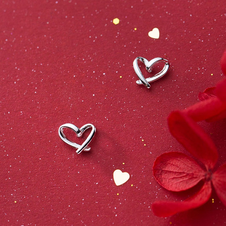 Sterling Silver Heart Stud Earrings