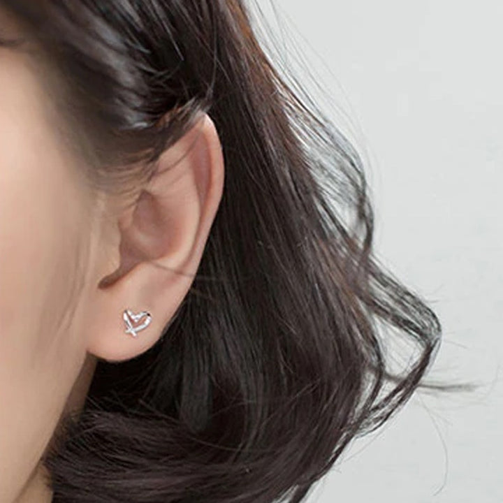 Sterling Silver Heart Stud Earrings