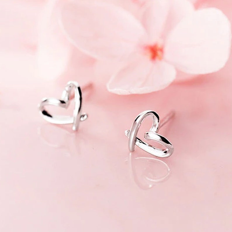 Sterling Silver Heart Stud Earrings