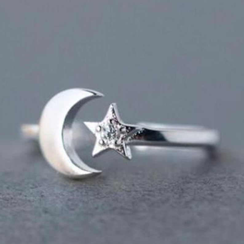 Sterling Silver Moon and Star Ring - Godfullness