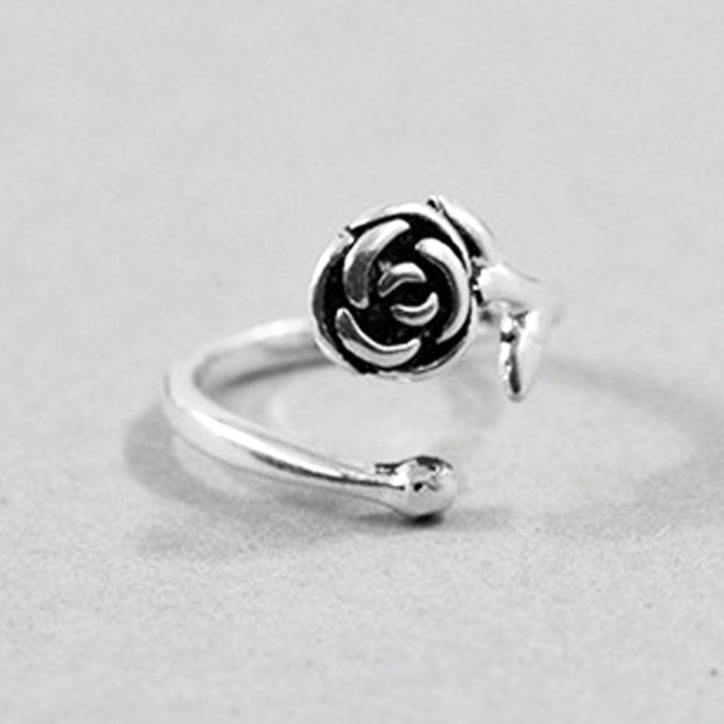 Sterling Silver Rose Flower Ring - Godfullness