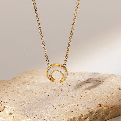 18k Gold Half Moon Necklace