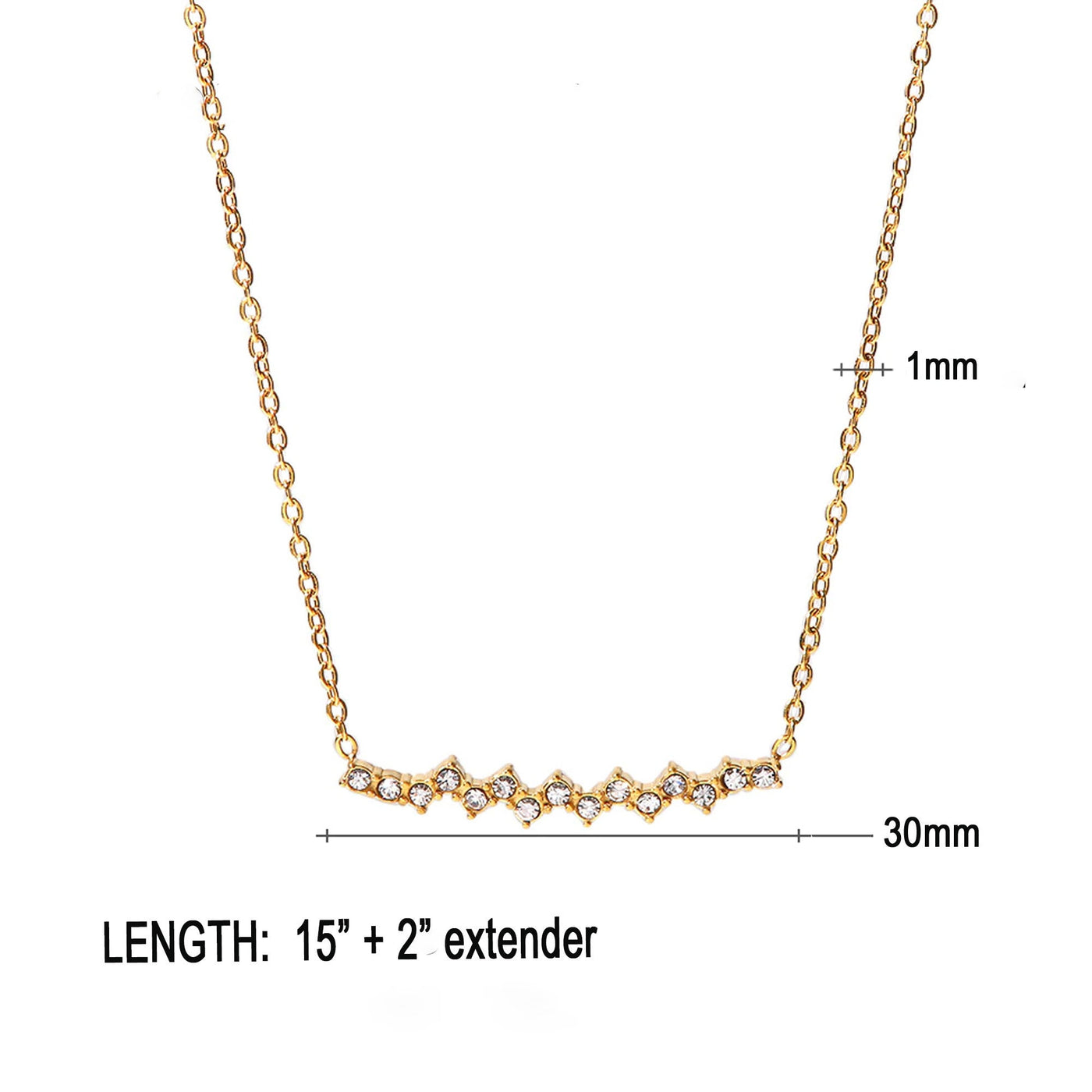 18k Gold CZ Bar Necklace