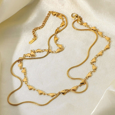 Layered Gold Heart Necklace - 18k