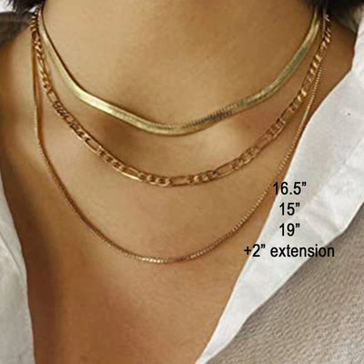 3 Layered 18k Gold Necklace Set