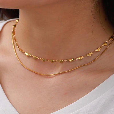 Layered Gold Heart Necklace - 18k