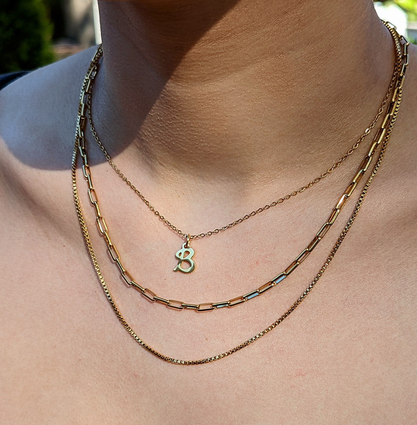 18k Multi-Layered Necklace with Initial