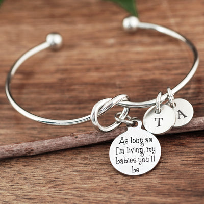 As long as I'm Living, my Babies you'll be Bracelet with Initials - Godfullness