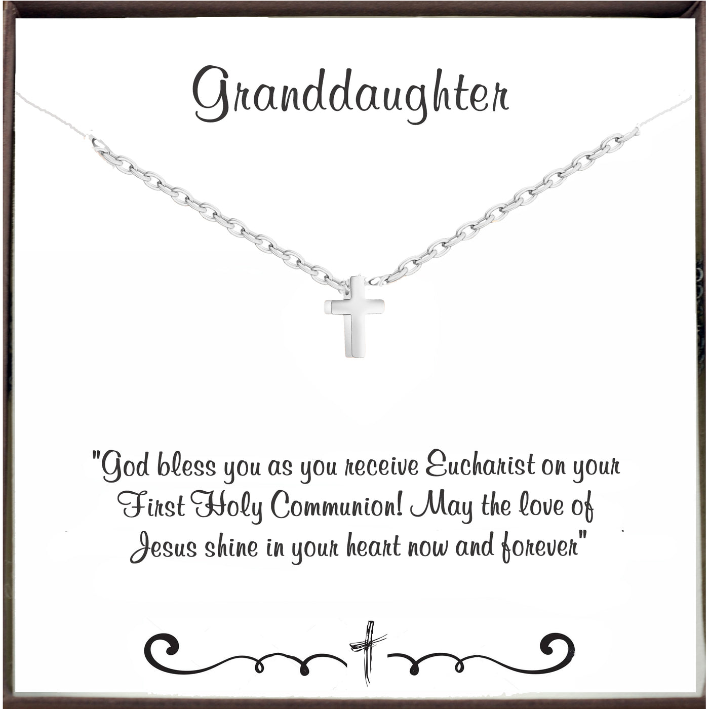 First Holy Communion - Tiny Cross Necklace for Granddaughter - Godfullness