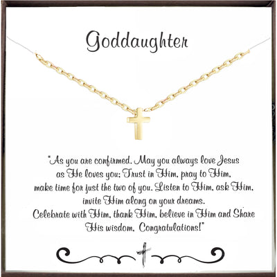 Gold Cross Confirmation Necklace for Goddaughter - Godfullness