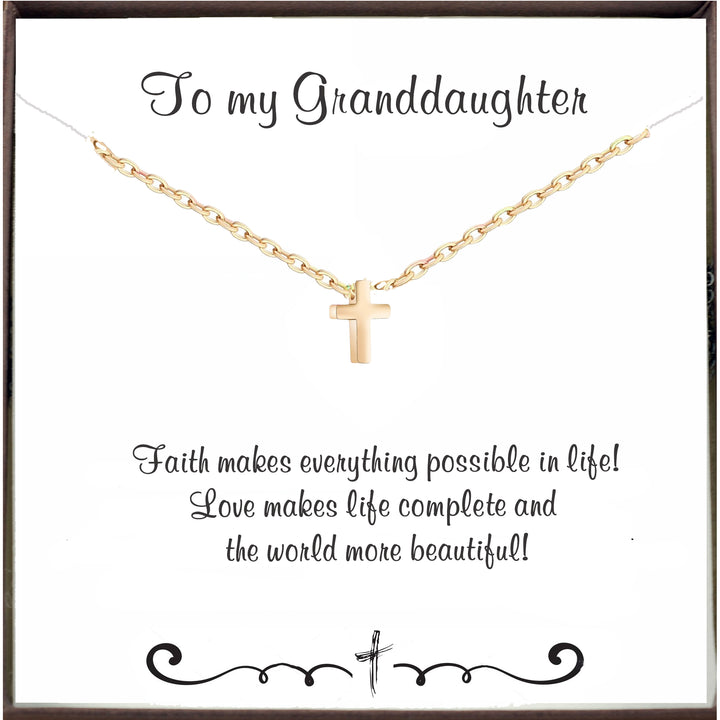 To my Granddaughter - Dainty Cross Necklace - Godfullness