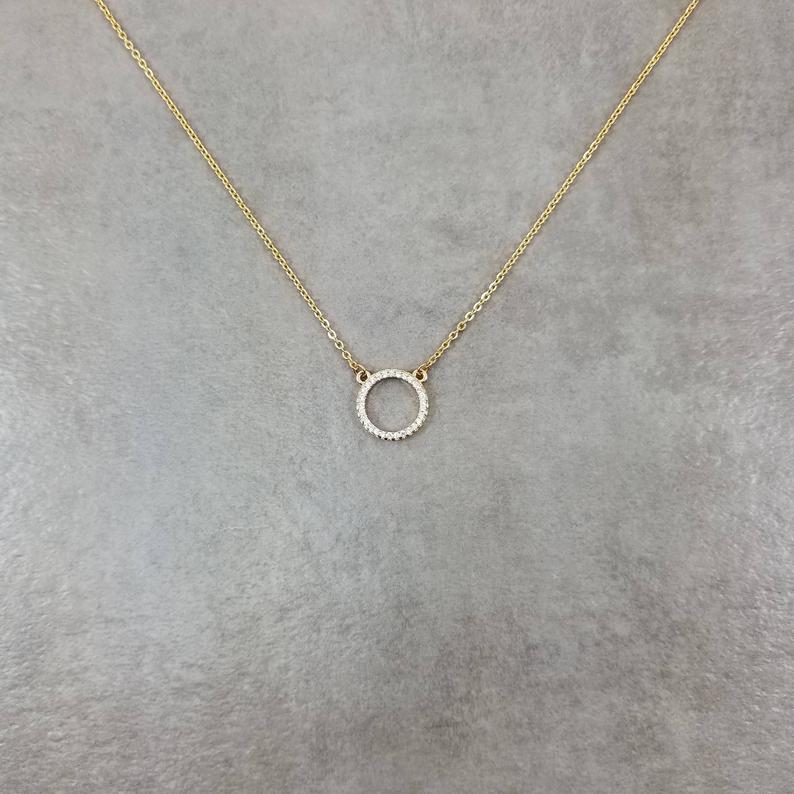 Silver Crystal Circle Necklace for Niece